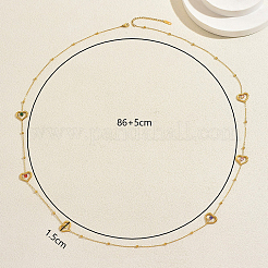 Lange Halskette aus Edelstahl mit hohlen Herzgliedern und farbenfrohen Zirkonia für Damen&nbsp;BA3672