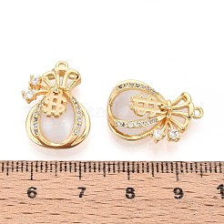 Pendentifs œil de chat en laiton micro pavé et zircone cubique transparente&nbsp;KK-T071-16G-C01