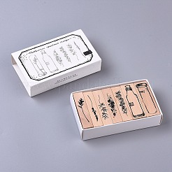 Tampons en bois de style plantes et fleurs&nbsp;DIY-WH0157-39B