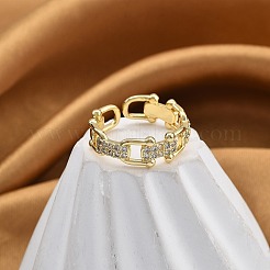 Gestellplattierung Messing Mikropflaster klare Zirkonia Manschettenfingerringe für Frauen&nbsp;RJEW-M028-44G