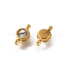 201 Edelstahl Kristall Strass flache runde Verbindungsstück Charms&nbsp;STAS-F318-04G