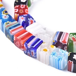 Cuentas cubo de cristal hechos a mano millefiori hebras&nbsp;LK-R004-26