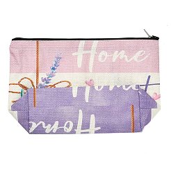 Pochettes de rangement zippées en lin imprimé lavande&nbsp;ABAG-Z002-02B