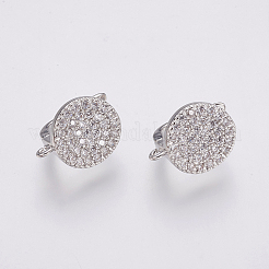 Fornituras para aretes tipo argolla de latón con micro pavé de circonio cúbico y cierre con traba&nbsp;ZIRC-K075-24P