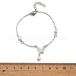 Bracciali a maglie a farfalla in acciaio inossidabile 304&nbsp;BJEW-C098-01A-P