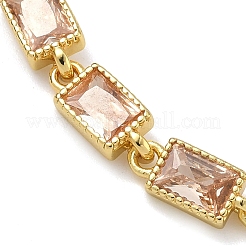Rechteckige Gliederarmbänder aus Messing mit Zirkonia-Pavé für Damen&nbsp;BJEW-P385-05G-05