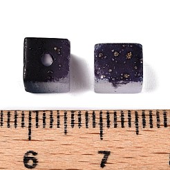 Perles de verre givrées avec poudre pailletée dorée&nbsp;DGLA-NH001-6mm-01B