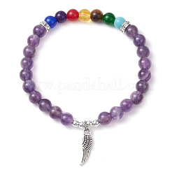 Bracciali elastici rotondi in pietra preziosa naturale chakra&nbsp;BJEW-JB10985