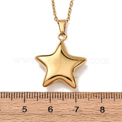Colliers à pendentif étoile en acier inoxydable 304 avec chaîne câble pour hommes et femmes&nbsp;NJEW-K308-02A-G