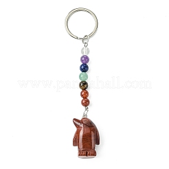 Porte-clés en pierres précieuses naturelles pingouin&nbsp;KEYC-F040-08