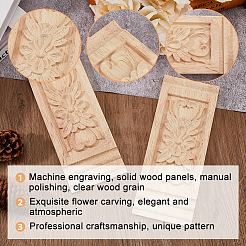Applique onlay sculpté en bois de caoutchouc&nbsp;AJEW-WH0165-91