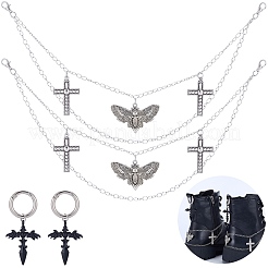4 Stück 2 Stile Messing verdrehte Ketten & Legierung Schuhe Charms Sets&nbsp;HJEW-BM0001-09