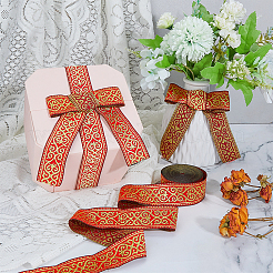 7 m lange Blumen-Jacquard-Bänder aus Polyester im Ethno-Stil&nbsp;SRIB-WH0011-186B