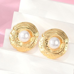 Boucles d'oreilles à tige en acier inoxydable 304 avec perles en plastique ABS pour femmes&nbsp;EJEW-U046-11G