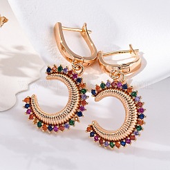 Pendientes de aro de circonio cúbico de micro pave de latón&nbsp;EJEW-K300-50G-01