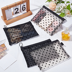 4 bolsa cosmética de nailon con cremallera y estampado de corazones flocados en 2 colores&nbsp;FIND-SP0005-81A