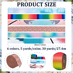 30 Yards 6-farbig bedrucktes Polyesterband&nbsp;OCOR-PH0006-81A
