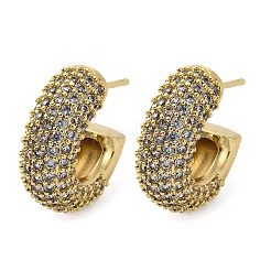 Boucles d'oreilles en laiton zircon cubique micro pavé clair&nbsp;EJEW-F373-08G