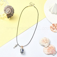 Halskette mit Anhänger aus Glasflasche und Seepferdchen-Legierung&nbsp;NJEW-FZ00014