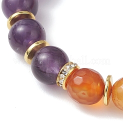 Bracelets extensibles en perles rondes de cornaline et d'améthyste naturelles&nbsp;BJEW-JB13318