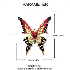 304 Edelstahl-Emaille-Anhänger&nbsp;STAS-OY009-88G-02