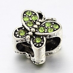 Grande buco rhinestone della lega farfalla perline&nbsp;MPDL-L011-M