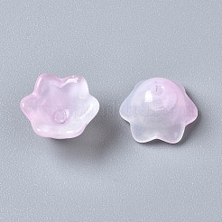Perles de verre transparentes peintes à la bombe à deux tons&nbsp;GLAA-Q089-002B-008