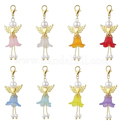 8 pendentif décoratif en forme d'ange en acrylique givré et en verre&nbsp;HJEW-JM03481