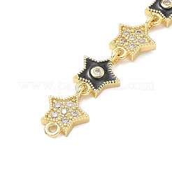 Breloques connecteurs en laiton serties de micro-pavés de zircone cubique transparente en forme d'étoile&nbsp;KK-H539-16G