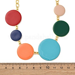 Collar de cadena de eslabones redondos planos con esmalte colorido de acero inoxidable 304 de verano&nbsp;NJEW-S452-01G