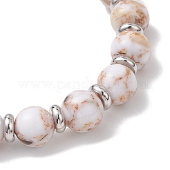 Braccialetti elastici con perline assemblate in turchese sintetico e conchiglia per uomo e donna&nbsp;BJEW-JB12125-02