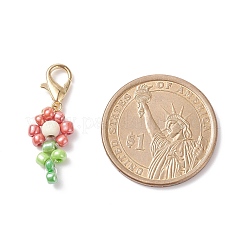 Décorations de pendentif de fleurs en perles de verre&nbsp;HJEW-JM00729