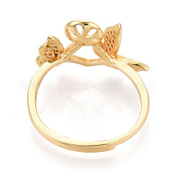 Schmetterling Messing Micro Pave klare Zirkonia verstellbare Ringfassungen&nbsp;KK-T076-30G