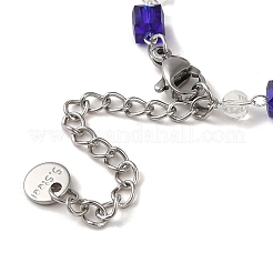 Pulseras de cadena de eslabones de latón y vidrio con forma de cubo rondelle&nbsp;BJEW-L685-09P