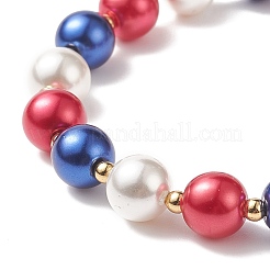 Braccialetto elasticizzato con perle di conchiglia e perline di vetro rotonde&nbsp;BJEW-TA00216