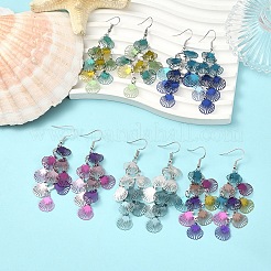 5 Paar 5 Farben 430 Edelstahl Muschelform Ohrhänger&nbsp;EJEW-YW0001-12