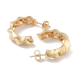 Orecchini a bottone semicircolari twist in ottone&nbsp;EJEW-M239-04G