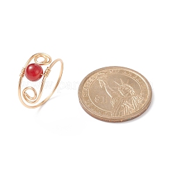 Runder geflochtener Fingerring aus natürlichen Edelsteinen&nbsp;RJEW-JR00502