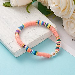 Braccialetti elastici perline heishi in argilla polimerica&nbsp;BJEW-JB05708-01