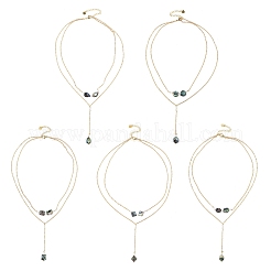 Collana a doppio strato in ottone con ciondolo geometrico a forma di Y in conchiglia di paua naturale.&nbsp;NJEW-JN06532
