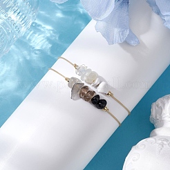 Set di braccialetti con perline intrecciate miste di pietre preziose naturali e sintetiche da 2 pezzi&nbsp;BJEW-JB11035-02