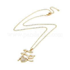 Goldene Messing-Strass-Anhänger-Halskette mit Kabelketten&nbsp;NJEW-P278-A03