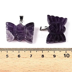 Pendentifs papillon sculptés en améthyste naturelle&nbsp;G-N342-01D