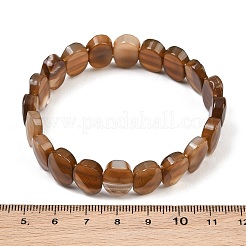 Bracciale elastico con perline ovali di agata naturale tinta e riscaldata&nbsp;G-E010-01-34