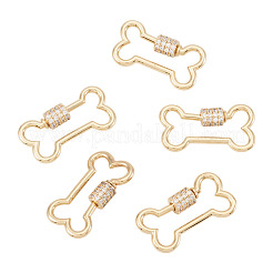5 Stück Messing Micro Pave klare Zirkonia Schraubkarabiner Verschluss Charms&nbsp;KK-TA0003-17