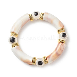 8 stücke 8 farbe acryl gebogen rohr & plastik bösen blick perlen stretch armbänder set&nbsp;BJEW-JB08963