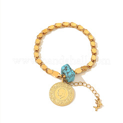 Bracelets à breloques en alliage de turquoise synthétique&nbsp;FS-WG4587F-04