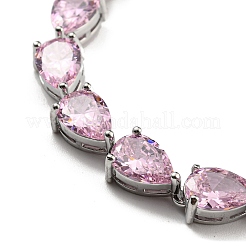 Braccialetti con maglie a goccia in ottone placcato a cremagliera con vetro da donna&nbsp;BJEW-H604-01P