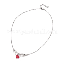 Collier avec pendentif cœur rouge et ailes d'ange en alliage&nbsp;NJEW-TA00218