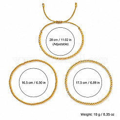 Armbandsets aus geflochtenem Kordel mit runden Messingperlen für Damen und Herren&nbsp;AC2481